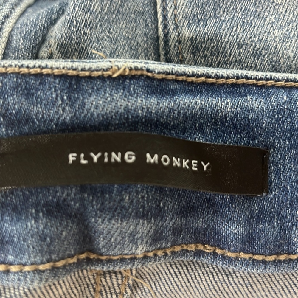 Flying Monkey Distressed Medium Blue Flare Jeans - Picture 9 of 9
